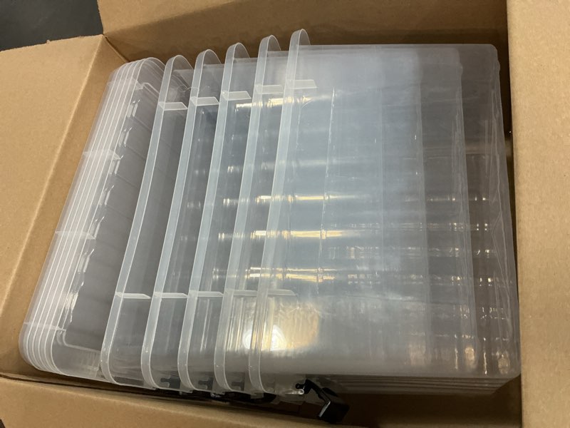 Condition photo showing Good Condition for Lidded Storage Bin, Stackable Plastic Storage Box with Snap Lock Lid, Clear, 18 Quart, Pack of 5 