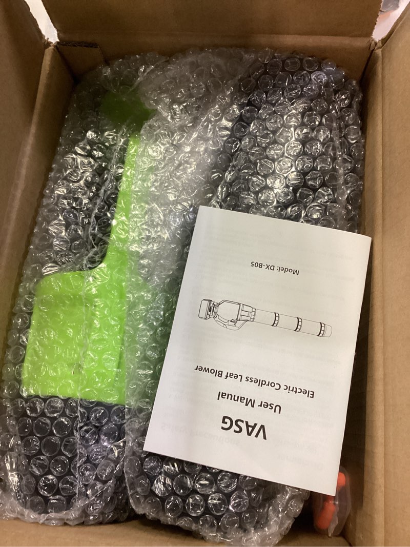 Condition photo showing Good Condition for VASG Leaf Blower Cordless, 3 x 21V Batteries & Fast Charger Set, Variable Speed Mode, Lightweight Handheld Electric Leaf Blower for Lawn Care, Yard, Garden, Patio & Outdoor Cleanup Green