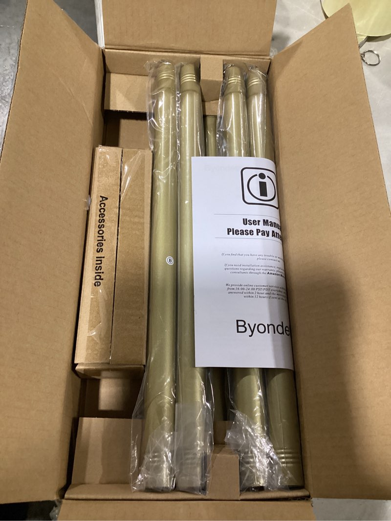 Condition photo showing Good Condition for Curtain Rods for Windows 16 to 144 Inches Adjustable Length 1 Inch Diameter Window Curtain Rod with Aluminium Finials, Warm Gold Warm Gold 16" to 144"