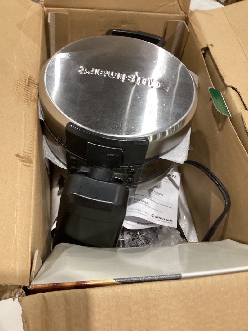 Condition photo showing As Is for cuisinart double flip belgian waffle maker, waf-f40nas, stainless steel, grey and black new double flip