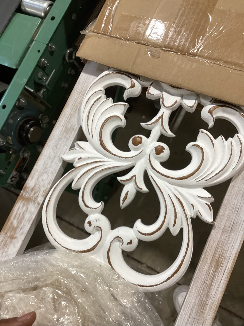 Condition photo showing Good Condition for sintosin farmhouse wood wall decor 30 inch, hanging handmade washed white wooden wall art for living room, rustic decorative wood panels for walls bedroom kitchen hallway