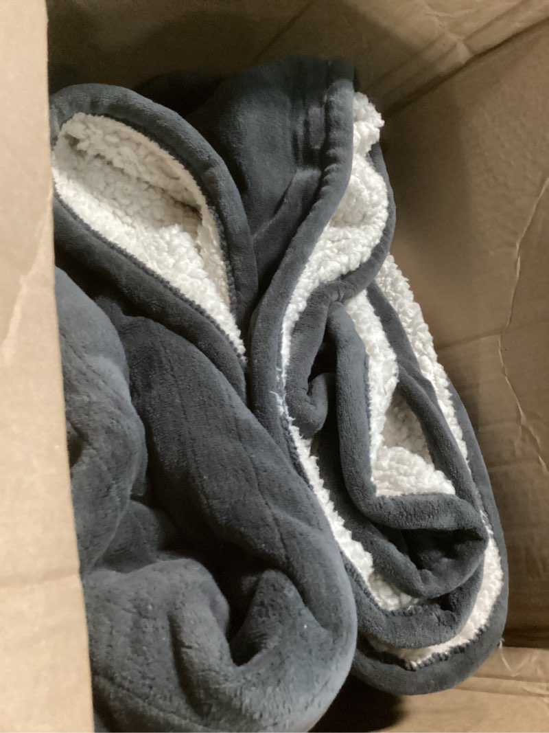 Condition photo showing As Is for Electric Heated Blanket Queen Size 84"x90" - Dual-Sided with Microplush & Sherpa Fabric, 4 Heat Settings & 10 Hours Auto Off, Machine Washable - Iron Gray 01-iron Gray Queen(84"x90")