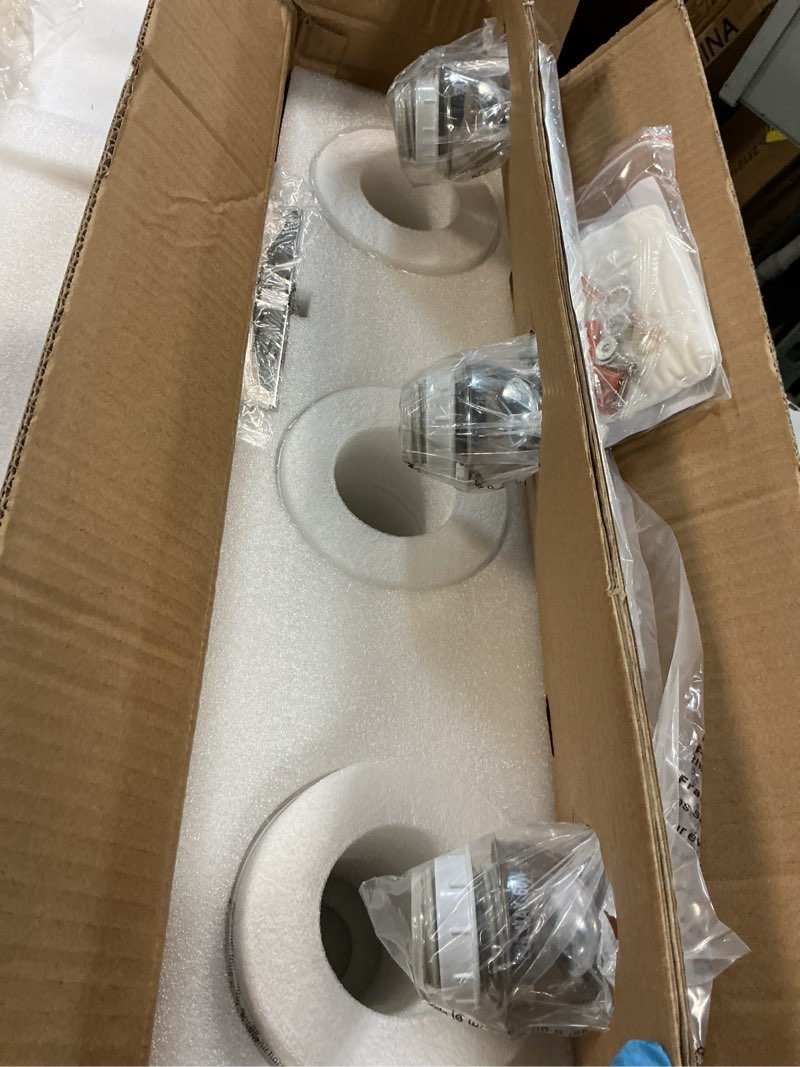 Condition photo showing Good Condition for stainless steel milk glass vanity lights for bathroom, 3 light chrome bathroom light fixtures over mirror, ceramic e26 sockets wall mounted chrome 3 light
