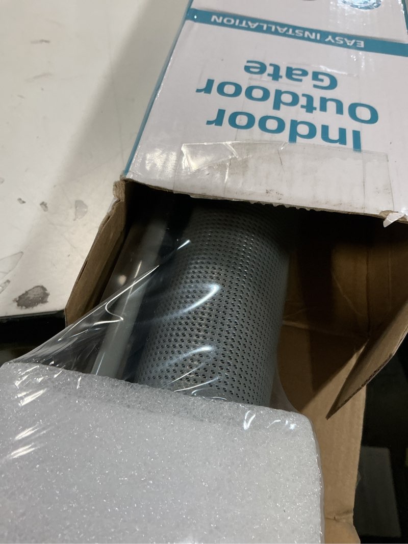 Condition photo showing Good Condition for Babepai Retractable Baby Gates Extra Wide | 55" Wide x 38" Tall Dog Gates for Stairs | Indoor/Outdoor Use | Child Gates for Doorways, Deck, Porch, Hallways, Patio - Gray A-grey 55" Wide x 38" Tall - Drilling