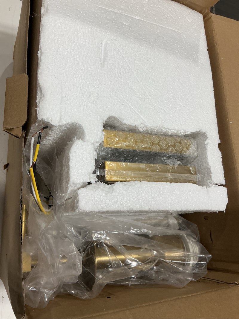 Condition photo showing Good Condition for permo set of 2 classic rustic industrial wall sconce lighting fixture with flared white textile lamp shade and antique brass tapered column stand, hardwired, e26 base