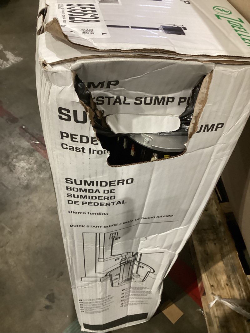 Condition photo showing As Is for zoeller 1/2 hp 3900 gph cast iron vertical float switch ac pedestal sump pump