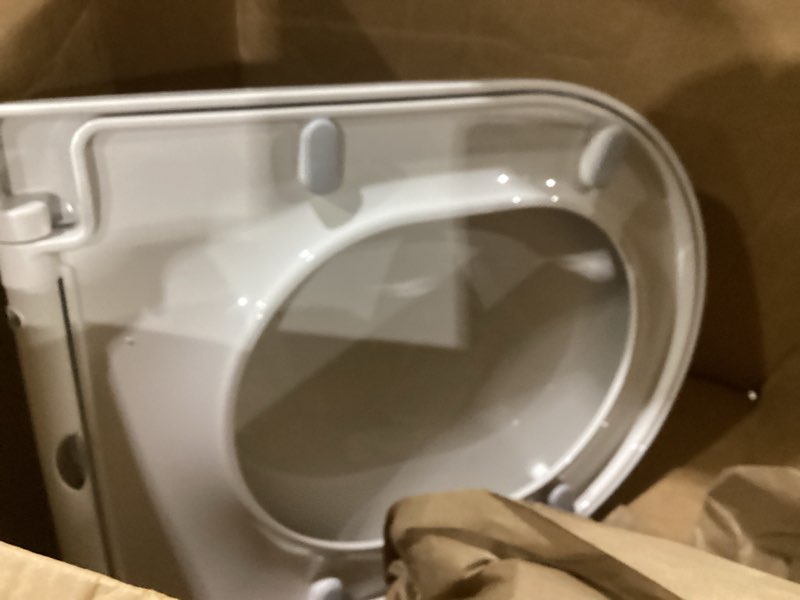 Condition photo showing As Is for SADALAK Soft Close Quick Release Toilet Seat Elongated- Heavy Duty Adjustable Stainless Hinges, D/U Shape Toilet Seats Cover for Easy Cleaning & Simple Top Fixing - White Toilet Lid