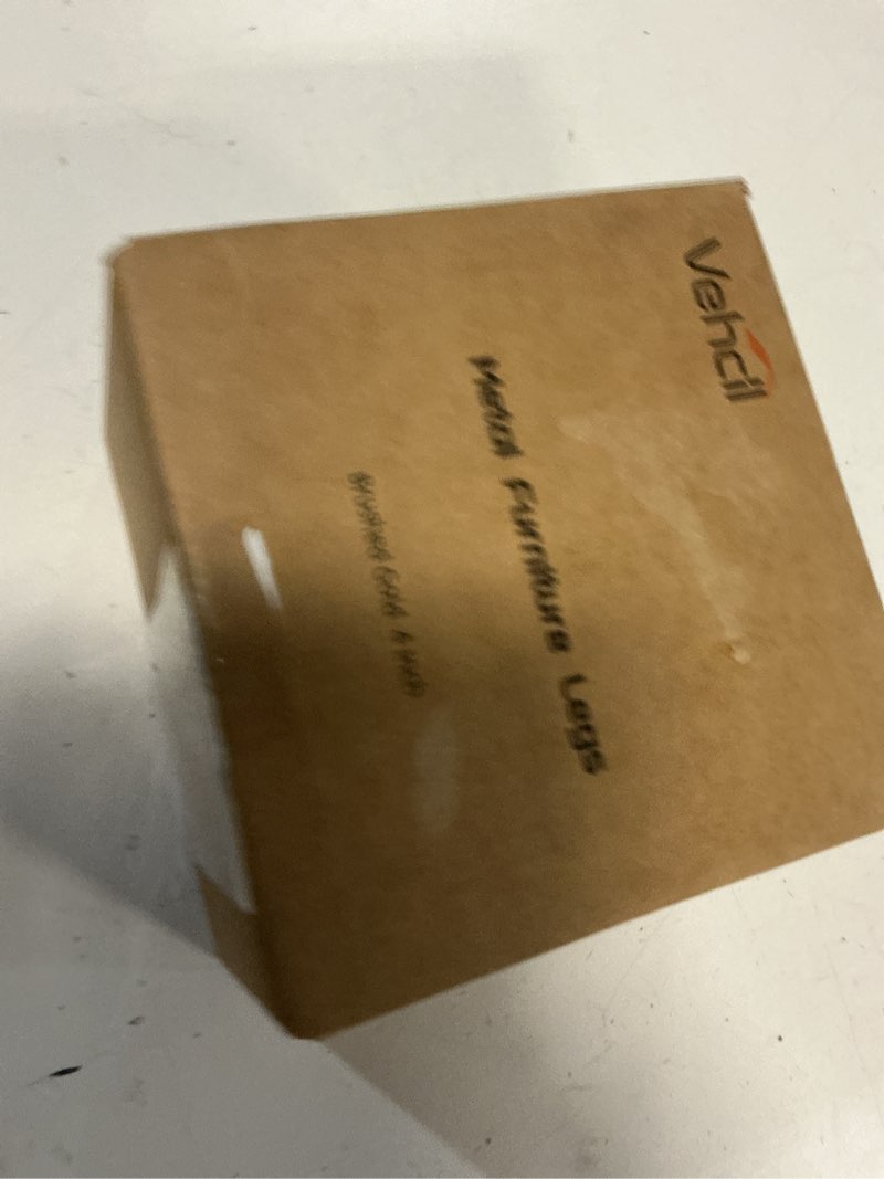 Condition photo showing New/Like New for 4-inch Brushed Gold Furniture Legs, Legs for Furniture Set of 4 Modern Furniture Feet Metal Table Legs for Cabinet Sofa Couch Chair Bed Dresser Wardrobe Risers DIY Replacement 4inch Brushed Brass