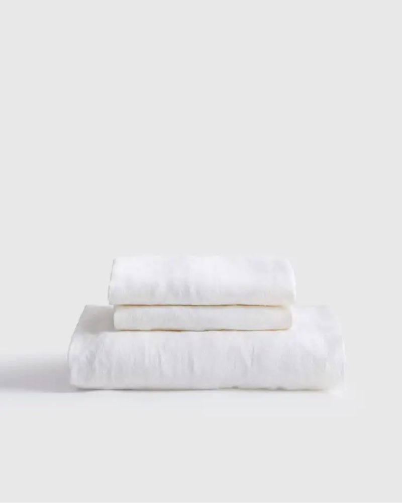 quince european linen fitted sheet set, king, white