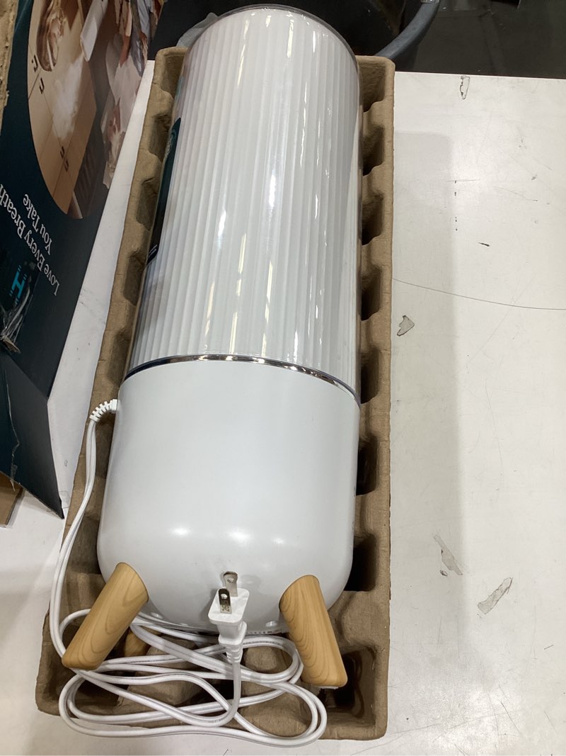 Condition photo showing As Is for homedics ultrasonic humidifier - large deluxe air humidifiers for bedroom, plants, office - top-fill 1.47-gallon tank, cool mist, essential oil pads and built-in timer, 3 speed settings, white