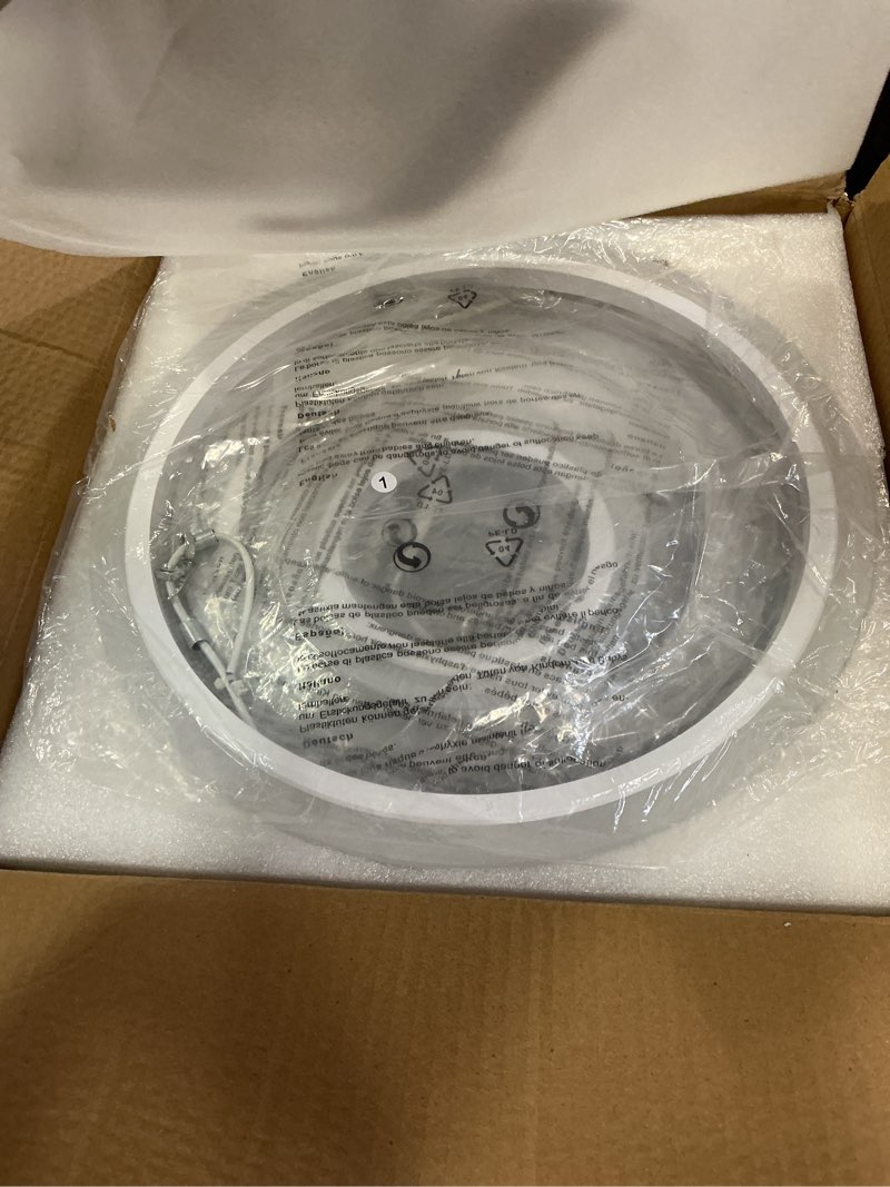 Condition photo showing Good Condition for Modern LED Ceiling Light, Dimmable LED Chandelier Flush Mount Ceiling Lights, Remote Control Acrylic Ring Ceiling Lamp Fixture for Living Room Dining Room Bedroom (White, 8 Rings)
