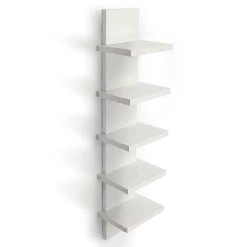fun memories 7 tier wall shelf unit, white floating shelves for storage - vertical column tower desi