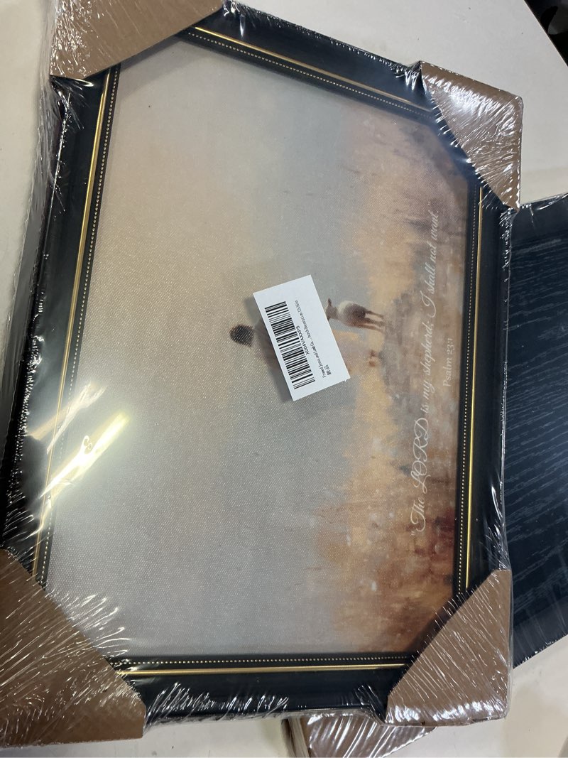 Condition photo showing Good Condition for framed jesus and lamb canvas wall art christian bible verses wall decor picture religious good sheph ( similar