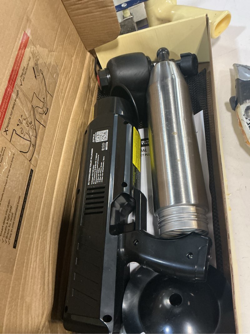 Condition photo showing As Is for ?electric toilet plunger for bathroom, high-pressure air plunger, heavy-duty clog remover for toilets, toilet drain unclogger (ink black)