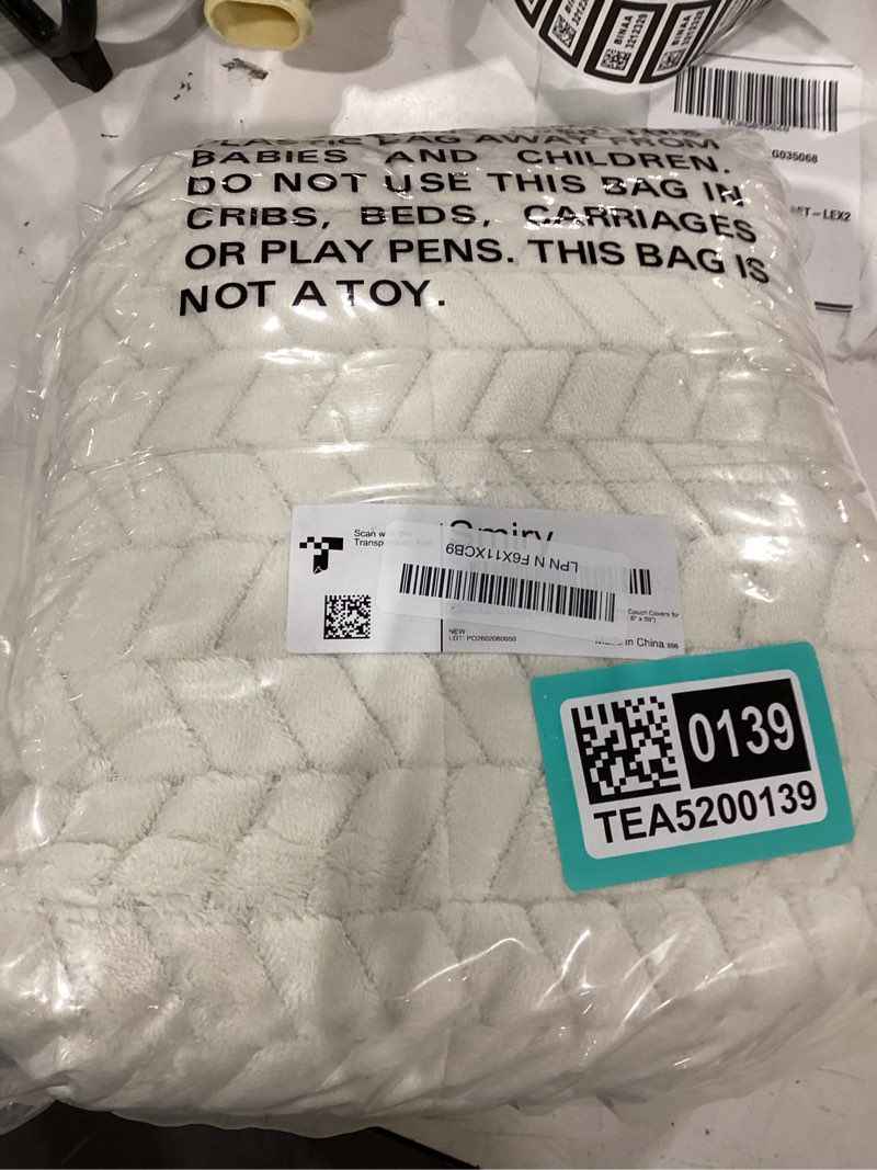 Condition photo showing New/Like New for smiry couch cover for dogs, non slip fuzzy pet sofa covers washable for 2-3 cushion couch, soft thick furniture protector for cats dogs, against fur, dirt, scratch resistant (beige, 27.6"x59") beige 27.6"x59"