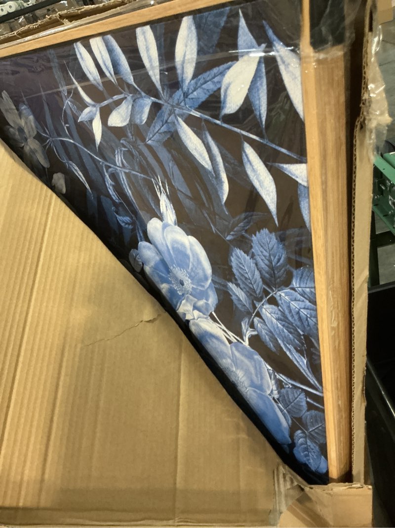 Condition photo showing Good Condition for Large Lotus Flowers Wall Art for Living Room Natural Wood Float Framed Art Grey Floral Blossom Canvas Pictures Vintage Artwork Botanical Canvas Prints for Bedroom Home Office Wall Decor 29" X 58" 58"L x 29"W Grey