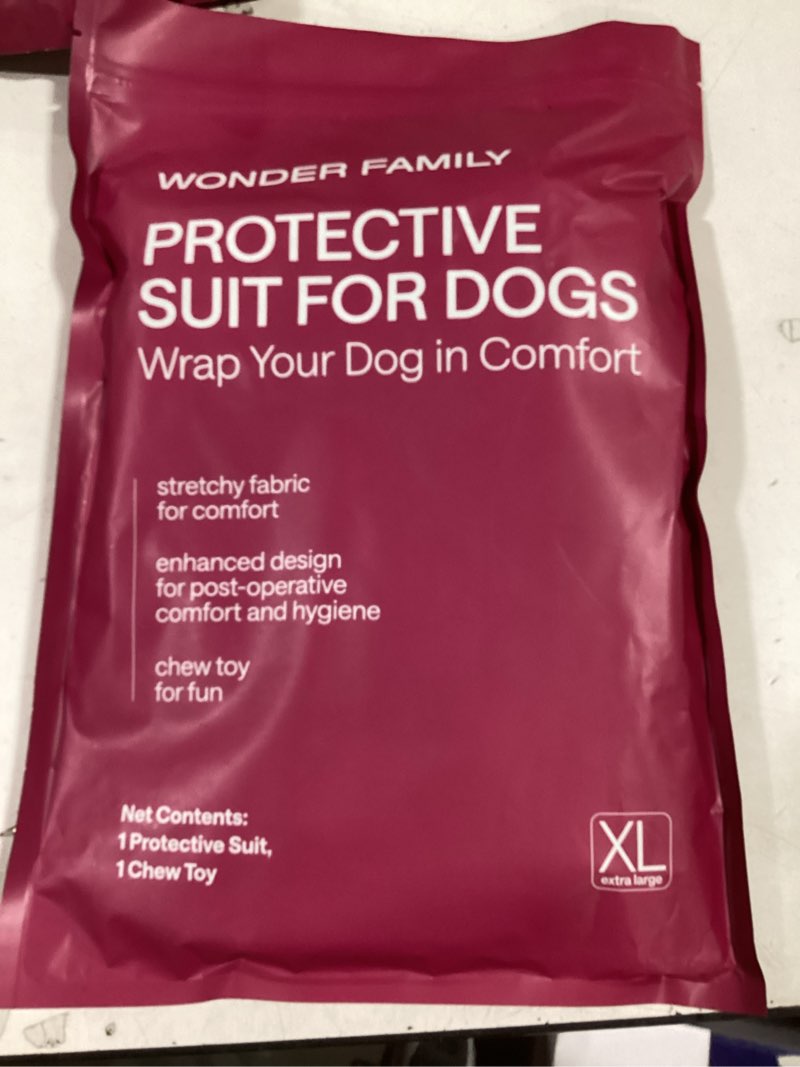 Condition photo showing New/Like New for Dog Recovery Suit for Extra Large Dogs – Soft Cotton-Spandex Post-Surgery Bodysuit with Snap Buttons – Includes Chew Toy, Hygiene Sticker & Zip Bag – Cone Alternative for Extra Large Breeds XLarge Dogs (20 - 24'' back)