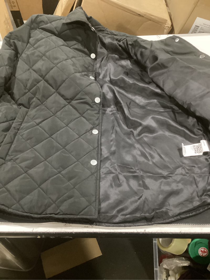 Condition photo showing Good Condition for (similar) amazon essentials women's relaxed-fit long quilted jacket with snap closure medium black