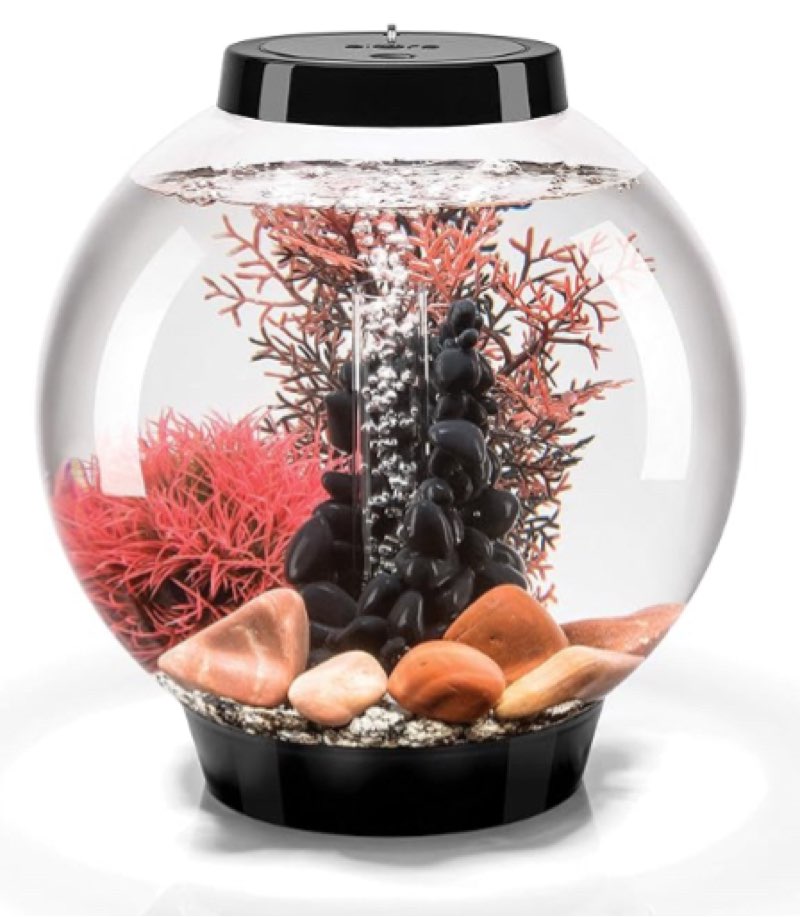 biOrb Classic 15 Complete Aquarium Set, Black, 4-Gallon Aquarium with Red Stone River D??cor and Whi