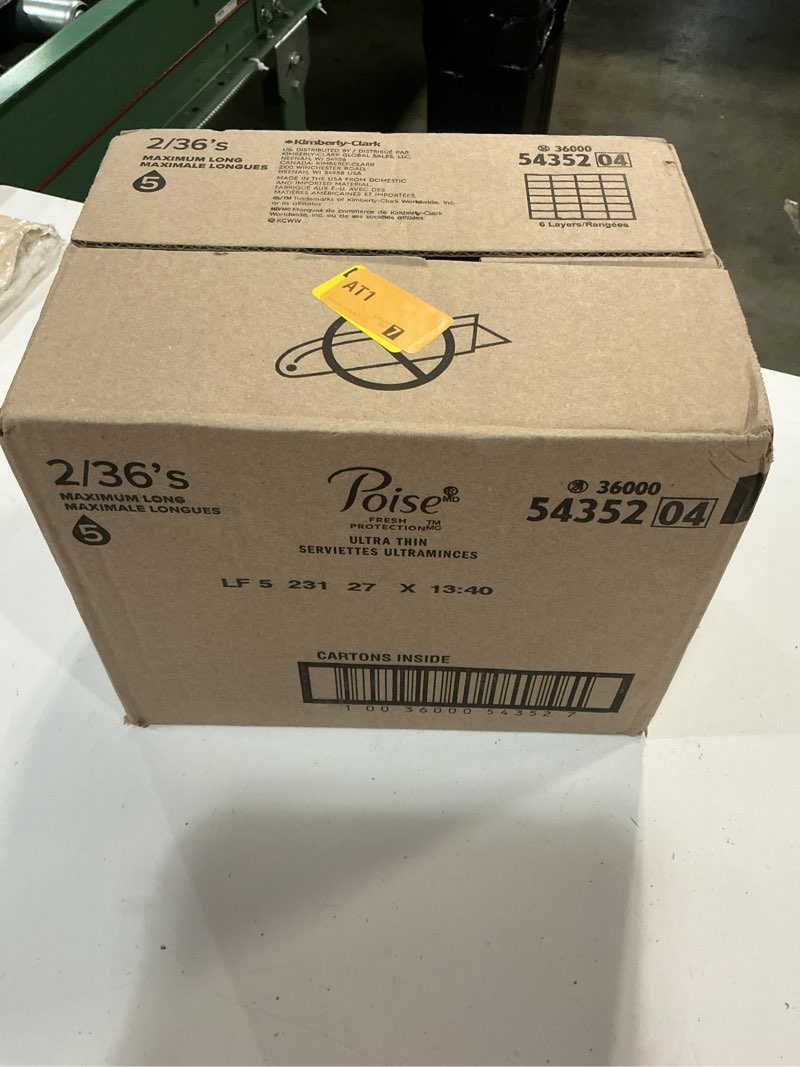 Condition photo showing New/Like New for poise fresh protection ultra thin female incontinent pad long length 14.1 inch length 54352, 54, 72 ct