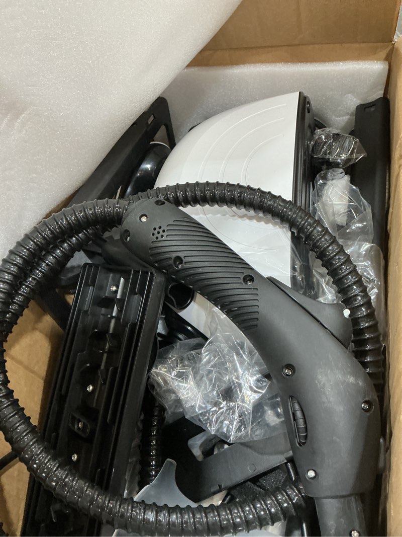 Condition photo showing As Is for waitbird steam cleaner, household steam cleaner, handheld steam cleaner with 21 accessories, 248 ° f high temperature, suitable for bathroom glass, floor, sofa, kitchen oil stains, toys (white) large