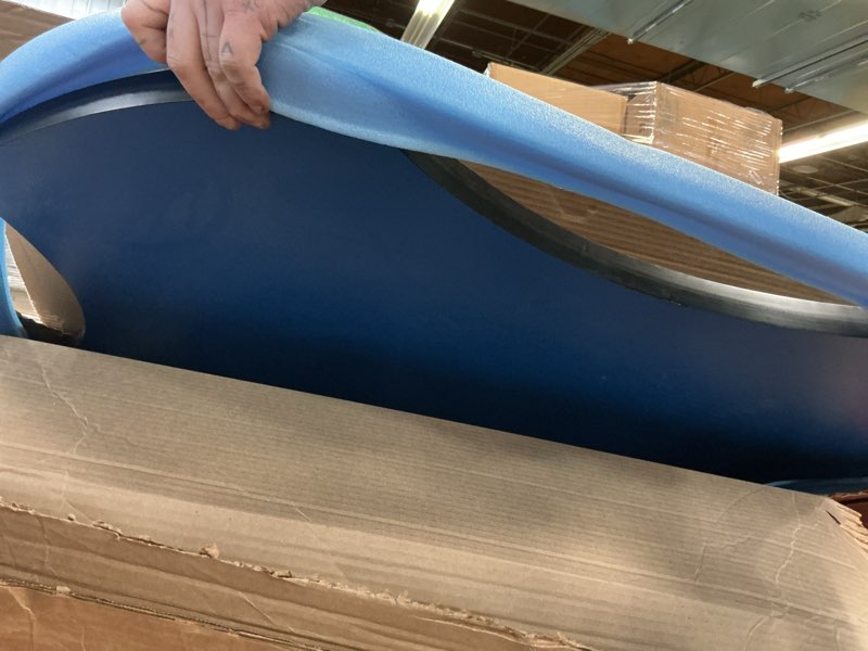 Condition photo showing As Is for Correll 48\" Clover Shaped Classroom Activity Table, Height Adjustable (19\"-29\") Blue Top, Black Edge INCOMPLETE top only 