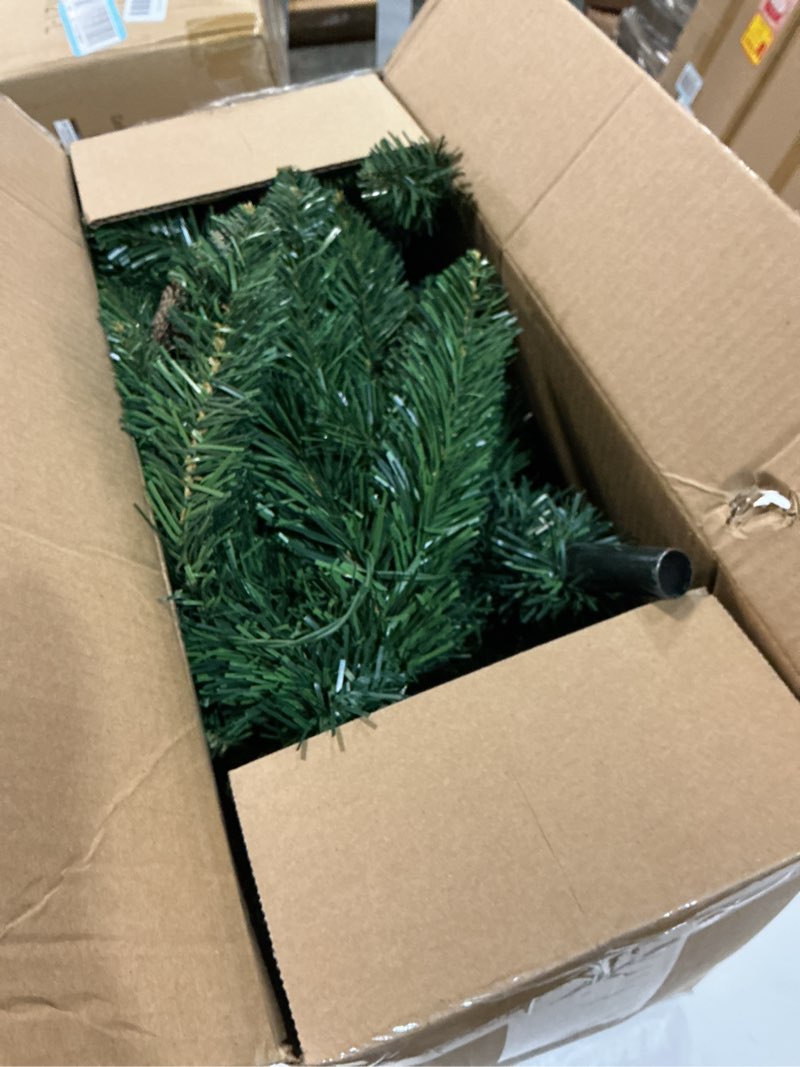 Condition photo showing As Is for 4ft Prelit Artificial Small Christmas Tree with Warm White Multi-Color LED Lights, Remote Control and Timer Operated, Metal Stand Red Berries & Pine Cone Slim Pencil Decoration for Indoor/Outdoor Green Red 4ft