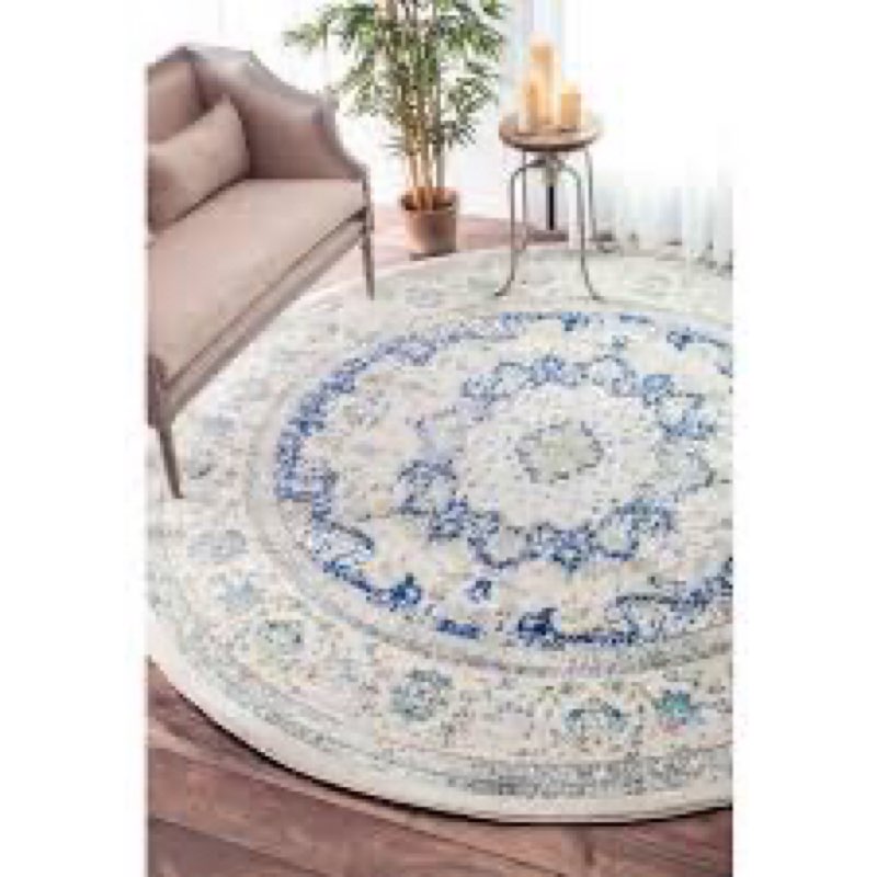 nuLOOM Bodrum 5 X 5 (ft) Blue Round Indoor Distressed/Overdyed Area Rug RZBD07A-505R 