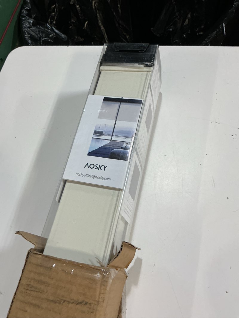Condition photo showing Good Condition for aosky blackout roller shades cordless blinds for windows, free-stop shades with valance, thermal insulated fabric, uv protection, natural woven blinds for home and office (39" w x 72" h, linen beige linen beige 39"w x 72"h