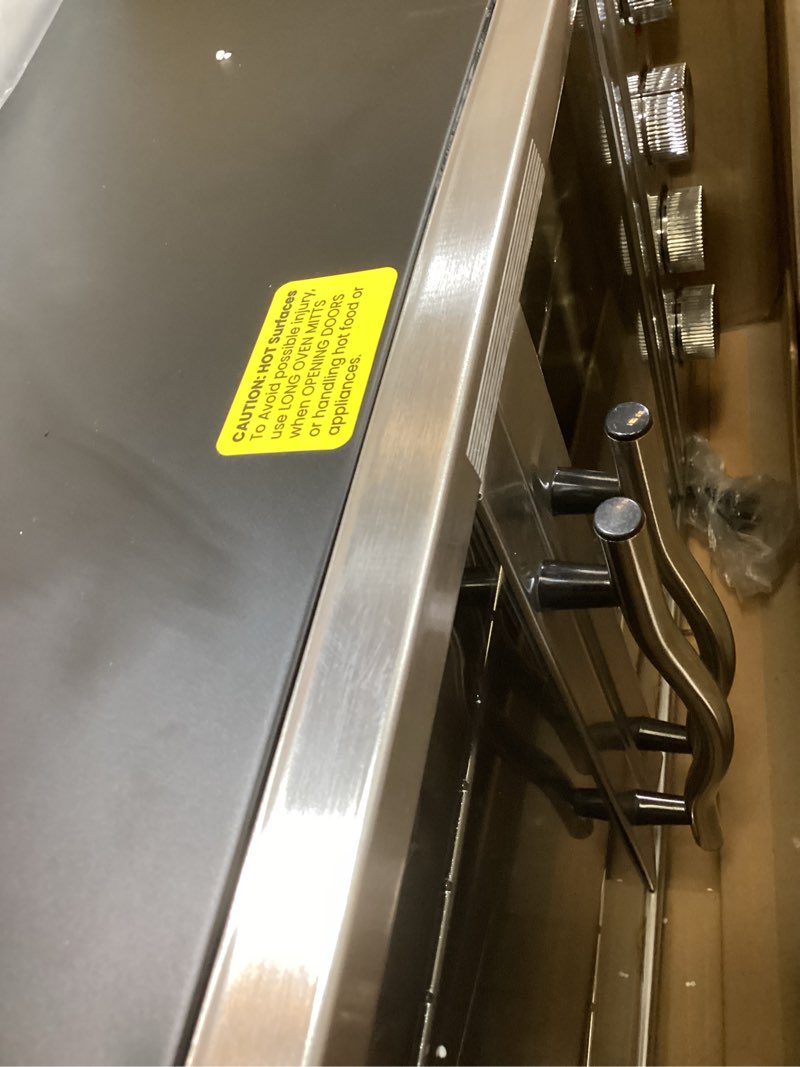 Condition photo showing Good Condition for Elite Gourmet ETO4510B# French Door 47.5Qt, 18-Slice Convection Oven 4-Control Knobs, Bake Broil Toast Rotisserie Keep Warm, Includes 2 x 12" Pizza Racks, Stainless Steel 18-Slice, 45L w/ Rotisserie Stainless Steel and Black