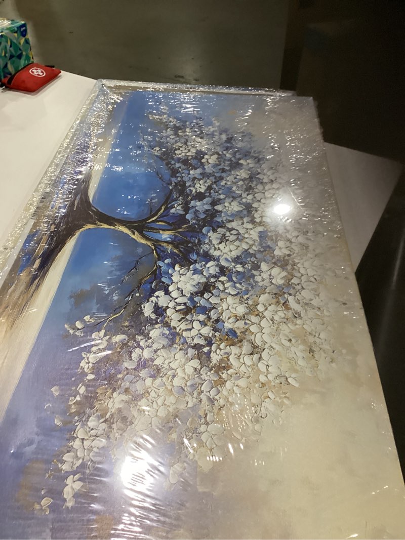 Large blue gray tree painting