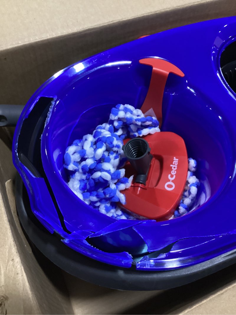 Condition photo showing As Is for **only 1mop head and broken bucket insert **o-cedar easywring rinse clean 12 in. w spin mop with bucket