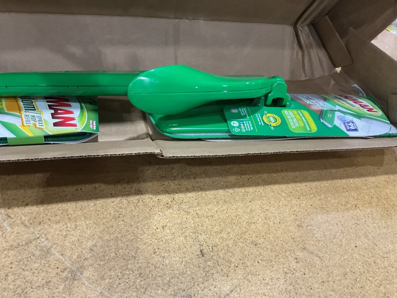Condition photo showing New/Like New for libman freedom spray mop refill green and yellow microfiber gripper attached
