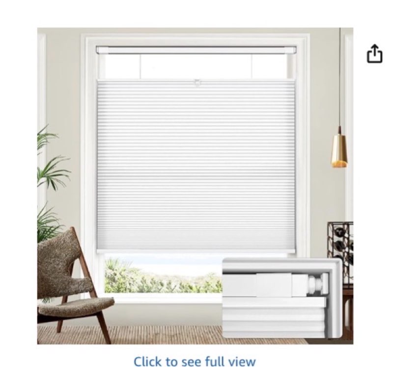 LazBlinds No Tools No Drill Cordless Cellular Shades, Top Down Bottom Up (TDBU) Honeycomb Shades for