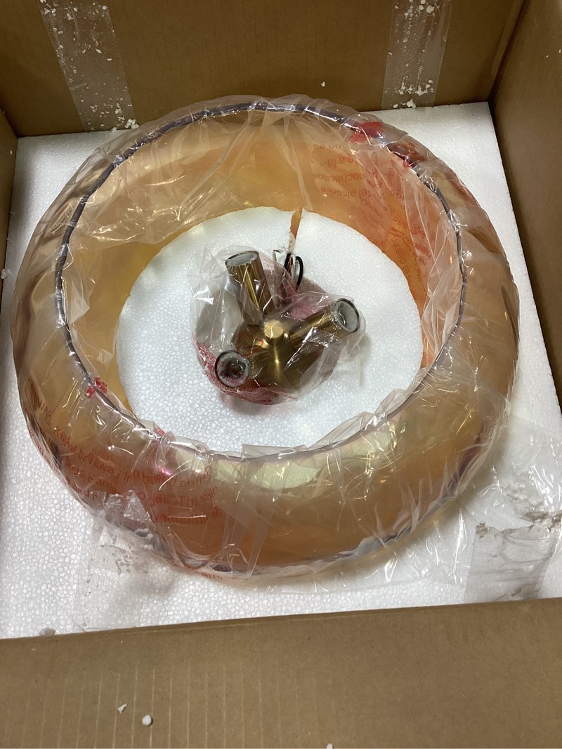 Condition photo showing Good Condition for Brass Gold Semi Flush Mount Ceiling Fixture Large Hammered Glass Shade Modern Close to Ceiling Light 14" Art Lampshade for Hallway Foyer Bedroom (Amber Glass Shade, 14 Inches) 14 Inches Amber Glass Shade