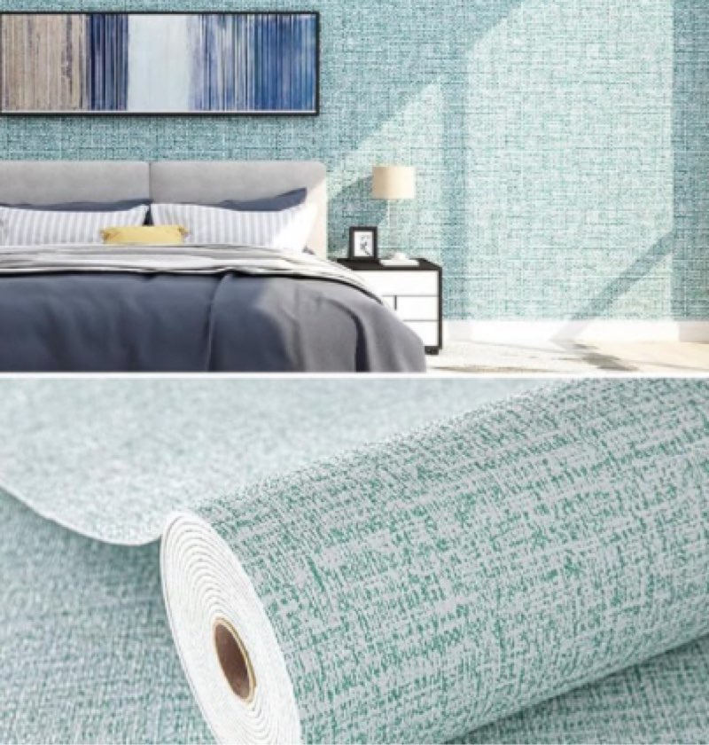 ELEGANTZ Textured Peel & Stick Wallpaper – 20\"×394\" Self?Adhesive, Fabric?Look Wall & Cabinet Covering – Waterproof, Removable, Modern Woven?Style Décor for Home & Office MUD Green 