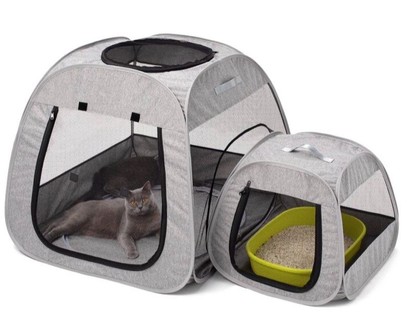 tenrai portable cat playpen, trapezoidal design for better standing, foldable pet tent for indoor and outdoor use of kitten and puppy, dog play enclosure, cat houses & condos