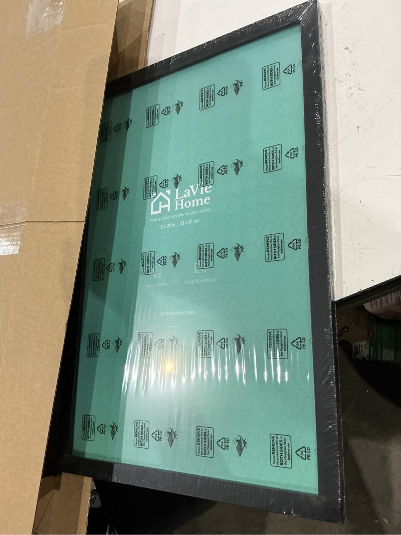Condition photo showing Good Condition for lavie home 13 x 20 picture frame, 13x20 poster frame with high definition plexiglass, horizontal or vertical wall gallery poster frames suitable for photos, artworks, posters, black 1pc 13x20 black