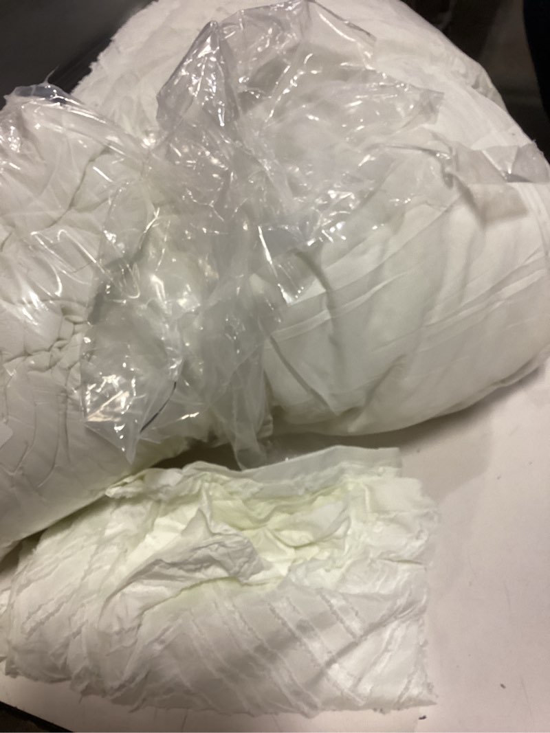 Condition photo showing Good Condition for Litanika Super King Plus Comforter Ivory, 3 Pieces Tufted Boho Farmhouse Bedding Comforter Set, Lightweight Fluffy All Season Comforter Set (120x128In Comforter & 2 Pillowcases) Super King Plus (128"x120") 10-ivory