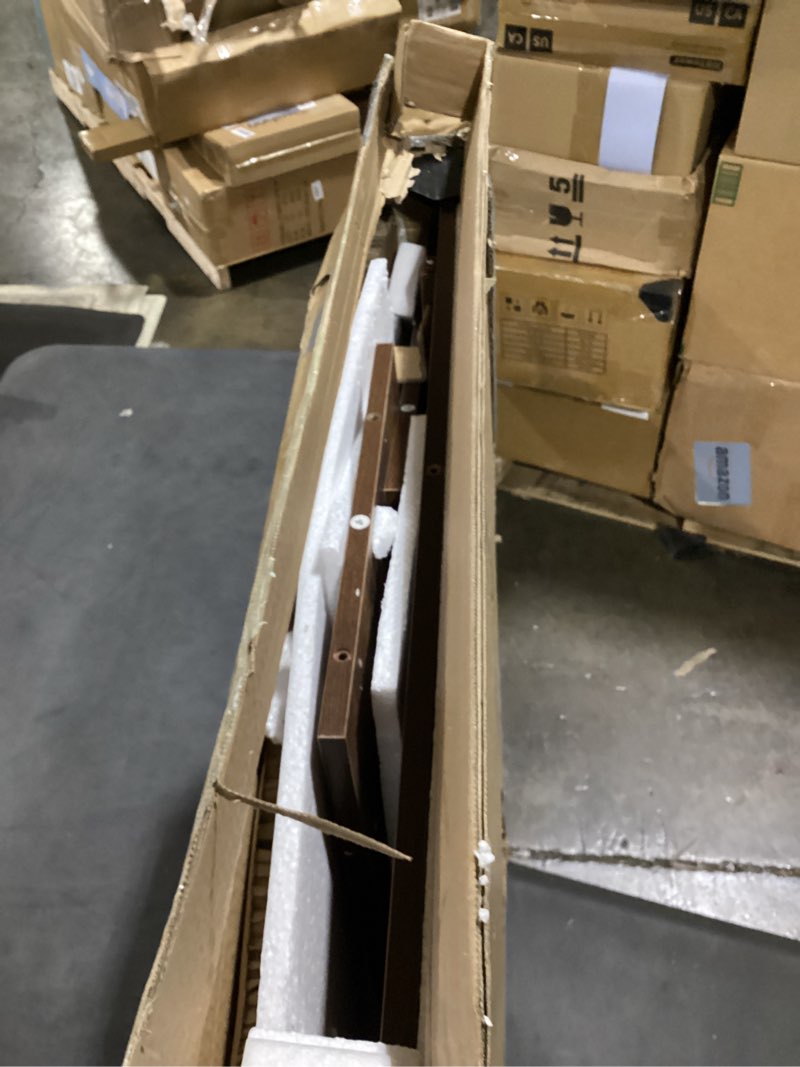 Condition photo showing As Is for washer dryer countertop, 54" x 27.55" 2-tier washer dryer topper with edge, for laundry room organization rustic brown