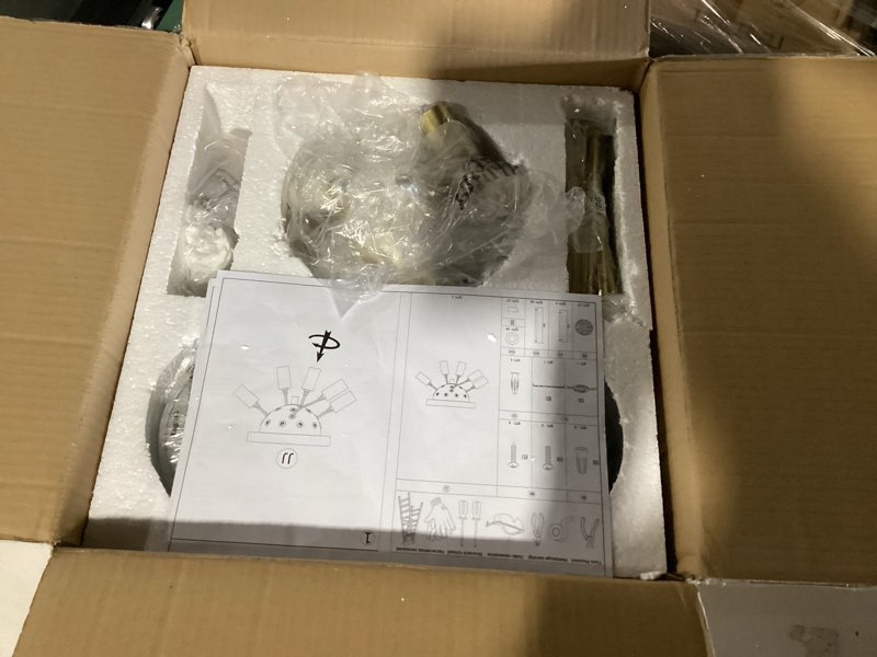 Condition photo showing New/Like New for tochic 6 lights flush mount ceiling light fixture, 21.85" d modern glass chandelier for dining room, gold glass flush mount chandelier for living room, bedroom, foyer, kitchen, kids room