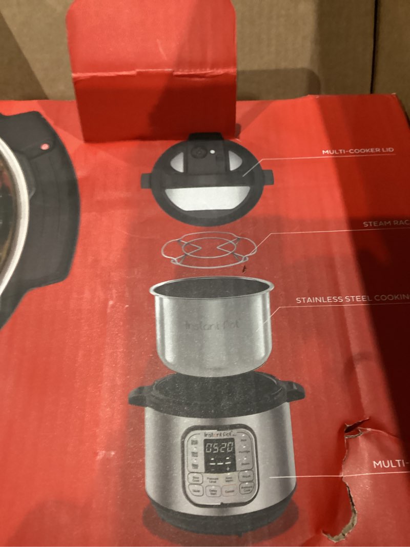 Condition photo showing As Is for Instant Pot Duo 7-in-1 Mini Electric Pressure Cooker, Slow Rice Cooker, Steamer, Sauté, Yogurt Maker, Warmer & Sterilizer, Includes Free App with over 1900 Recipes, Stainless Steel, 3 Quart 3 Quarts