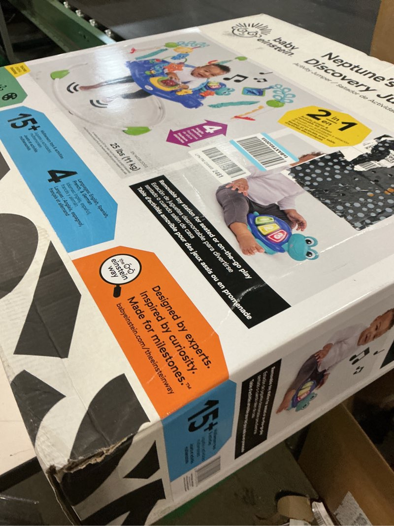 Condition photo showing New/Like New for baby einstein neptune's ocean discovery activity baby jumper activity center, ages 6 months +, max weight 25 lbs., unisex