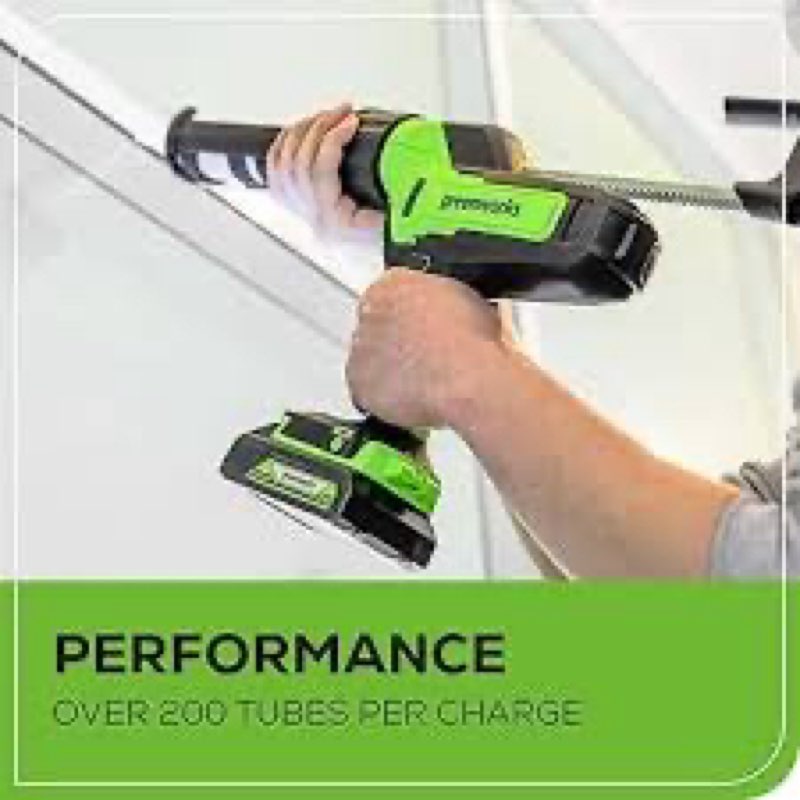 Greenworks 24V Cordless 10 oz. Caulk & Adhesive Gun 6-Speed Anti-Dripping with 2Ah USB Battery and 2
