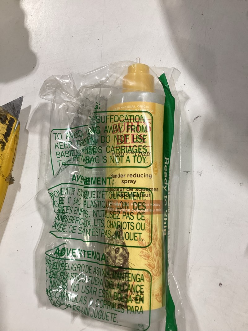 Condition photo showing As Is for burt's bees for pets cat dander reducing spray with colloidal oat flour and honey, waterless grooming spray for dry skin and dandruff control, cat dander remover for allergy support, 10 fl oz unscented 10 fl oz (pack of 1)