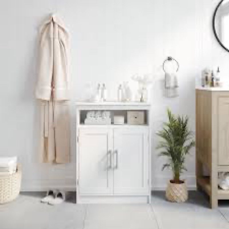 Flash Furniture Vega Bathroom Storage Cabinet Organizer with 2 Magnetic Closure Doors, in-Cabinet Ad