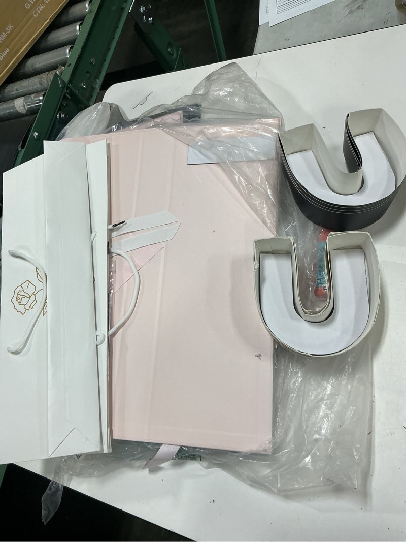 Condition photo showing As Is for 3 set i love you box cardboard 3 fillable flower box 3 gift bags 3 greeting cards raffia paper shreds for diy valentine's day wedding bridal shower birthday chocolate gifts packaging(white)
