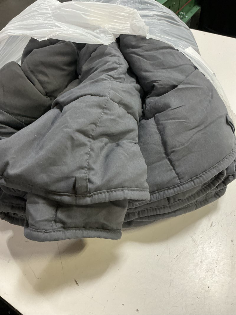 Condition photo showing As Is for yescool weighted blanket for adults (12 lbs, 48" x 72", grey) cooling heavy blanket for sleeping perfect for 110-130 lbs, twin size breathable blanket with premium glass bead, machine washable grey 48x72-12 lbs