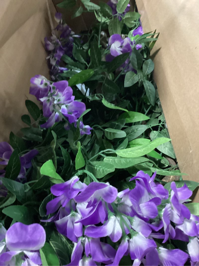 Condition photo showing Good Condition for thiccywoov 1 pack 5ft artificial wisteria tree tall fake tree with cement base pot faux floor plant decoration for indoor outdoor home office housewarming gift 1 natural green leaves with purple flowers