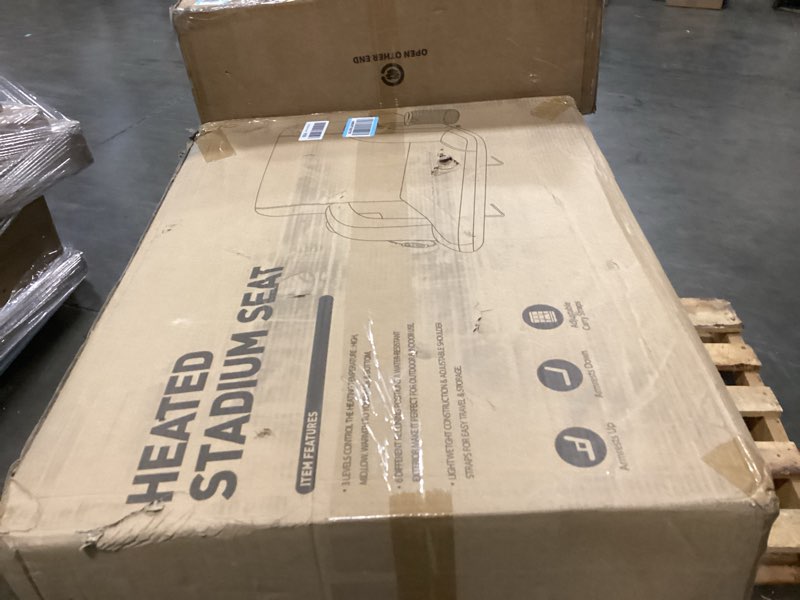 Condition photo showing Good Condition for HOPERAN Heated Stadium Seats for Bleachers with Back Support and Wide Cushion, Extra Portable Bleacher Seat Foldable Stadium Chair, USB 3 Levels of Heat, 5 Pockets for Outdoor Camping Games Sports 2pc Black 25"